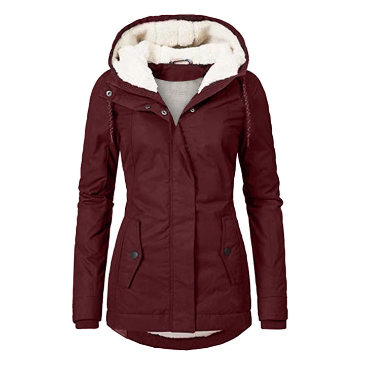 Hooded winter jacket with fleece lining, zip and pockets