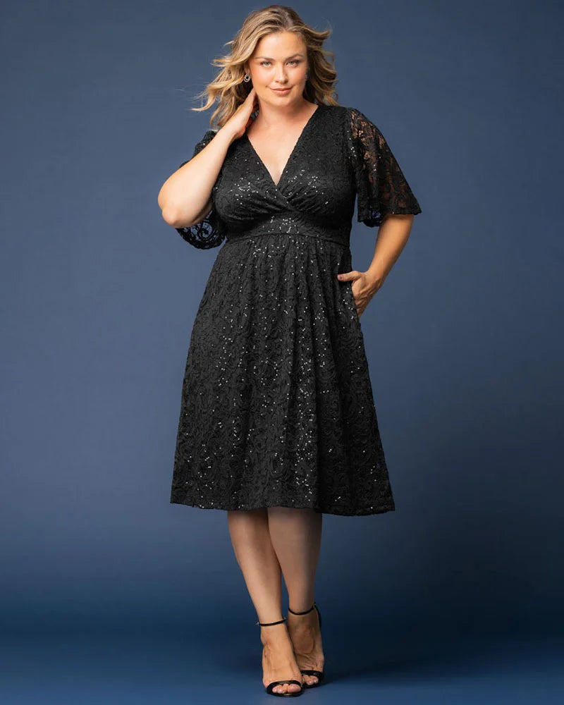Starry Sequined Lace Cocktail Dress