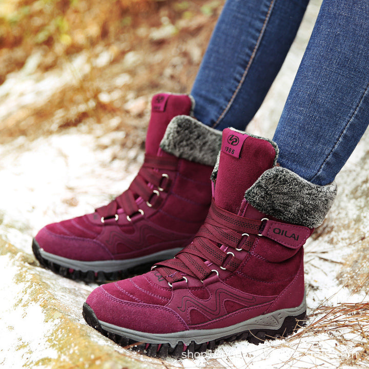 Lace-Up Ankle Boots for Women, Plus-Velvet Warm Winter Boots
