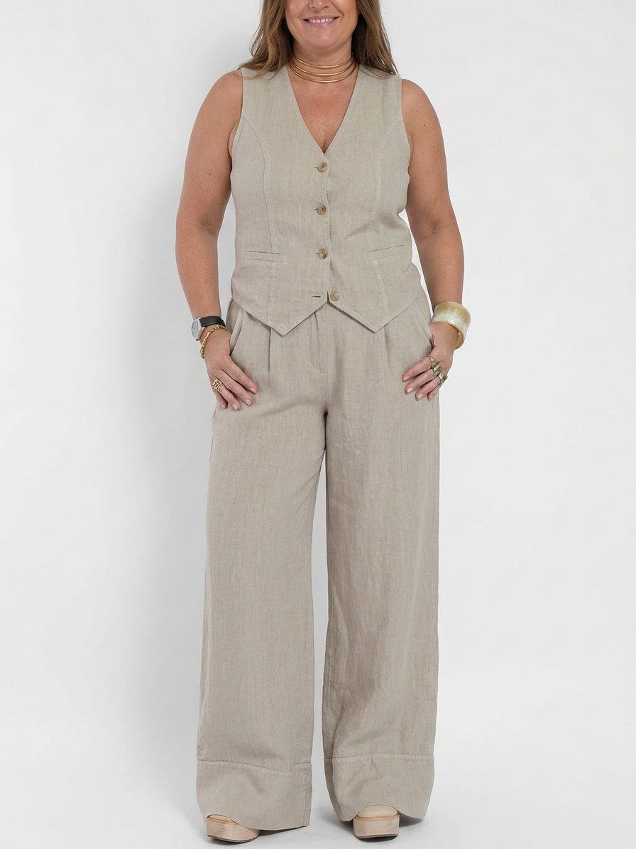 Seraphina  Co-ord Set Elegant Two-Piece With Waistcoat &amp; Pants Wide-Leg