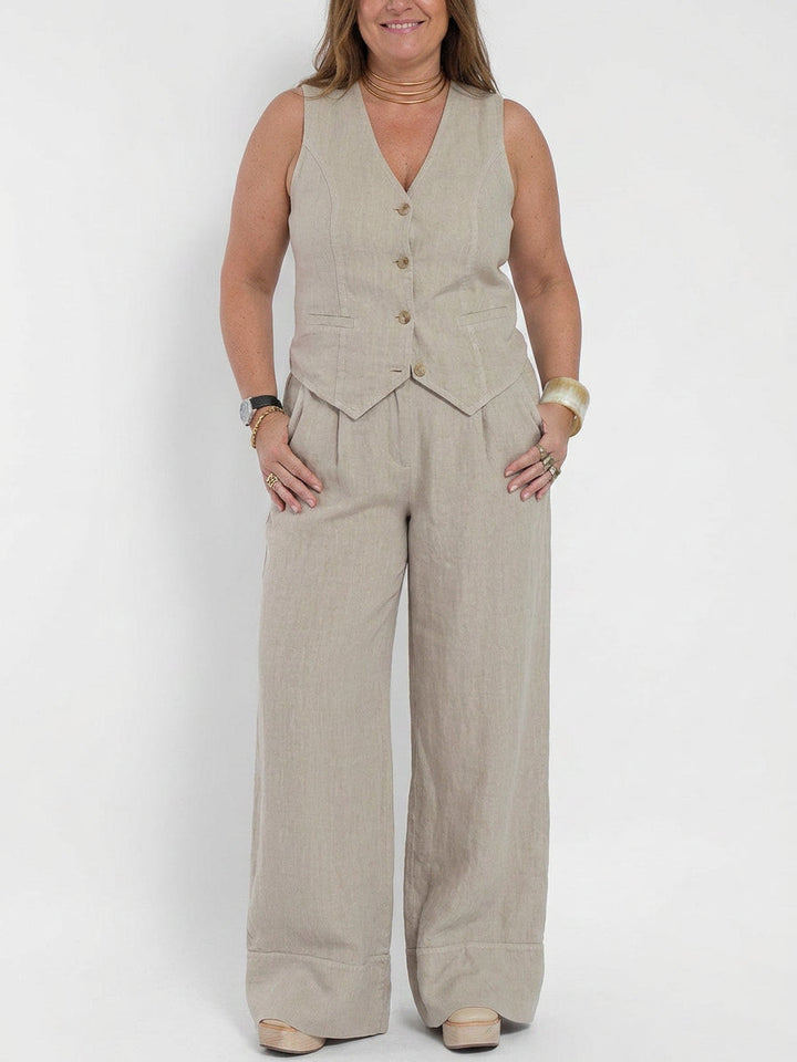 Seraphina  Co-ord Set Elegant Two-Piece With Waistcoat &amp; Pants Wide-Leg