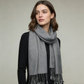 Black and White Graphic Jacquard Scarf, Soft Acrylic Winter Wrap
