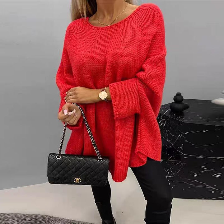 Batwing Sleeve Sweater for Women, Oversized Knit Shawl Top