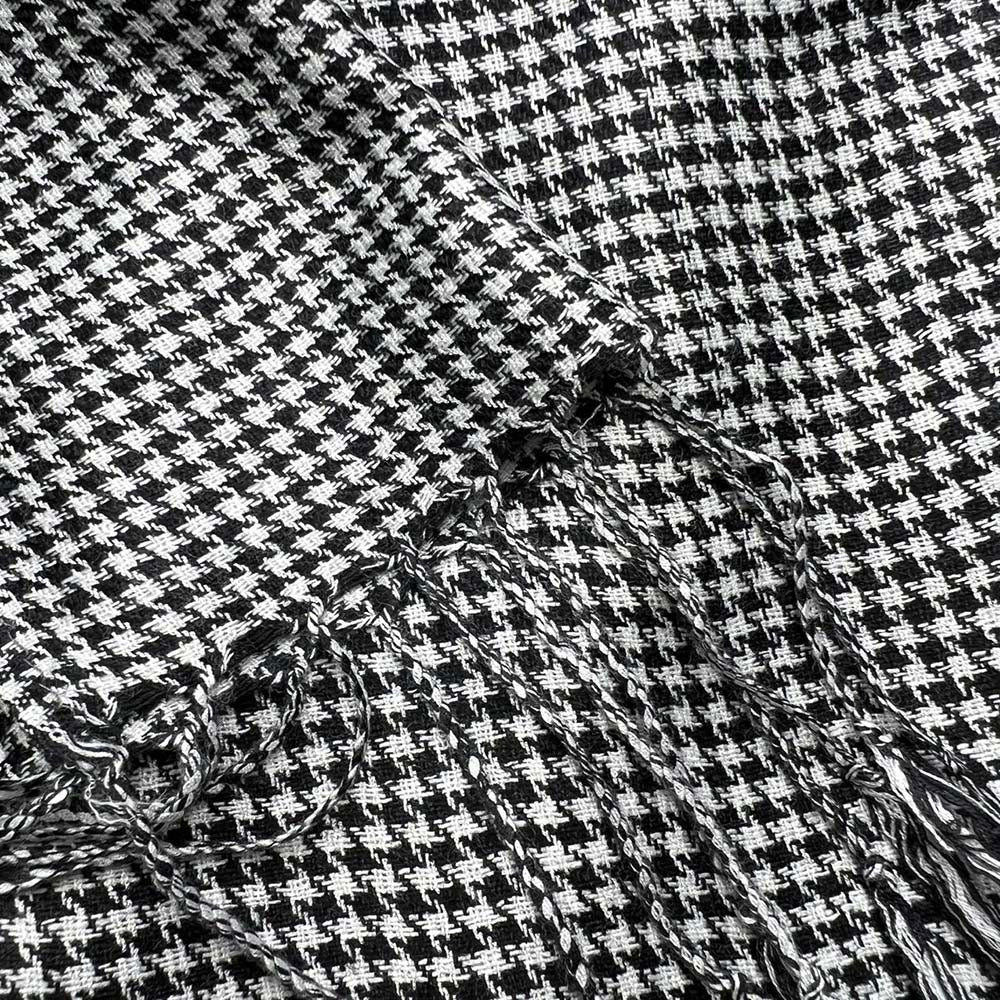 Black and White Graphic Jacquard Scarf, Soft Acrylic Winter Wrap