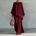 Minimalist 2-Piece Set for Women, Loose Top and Wide-Leg Pants