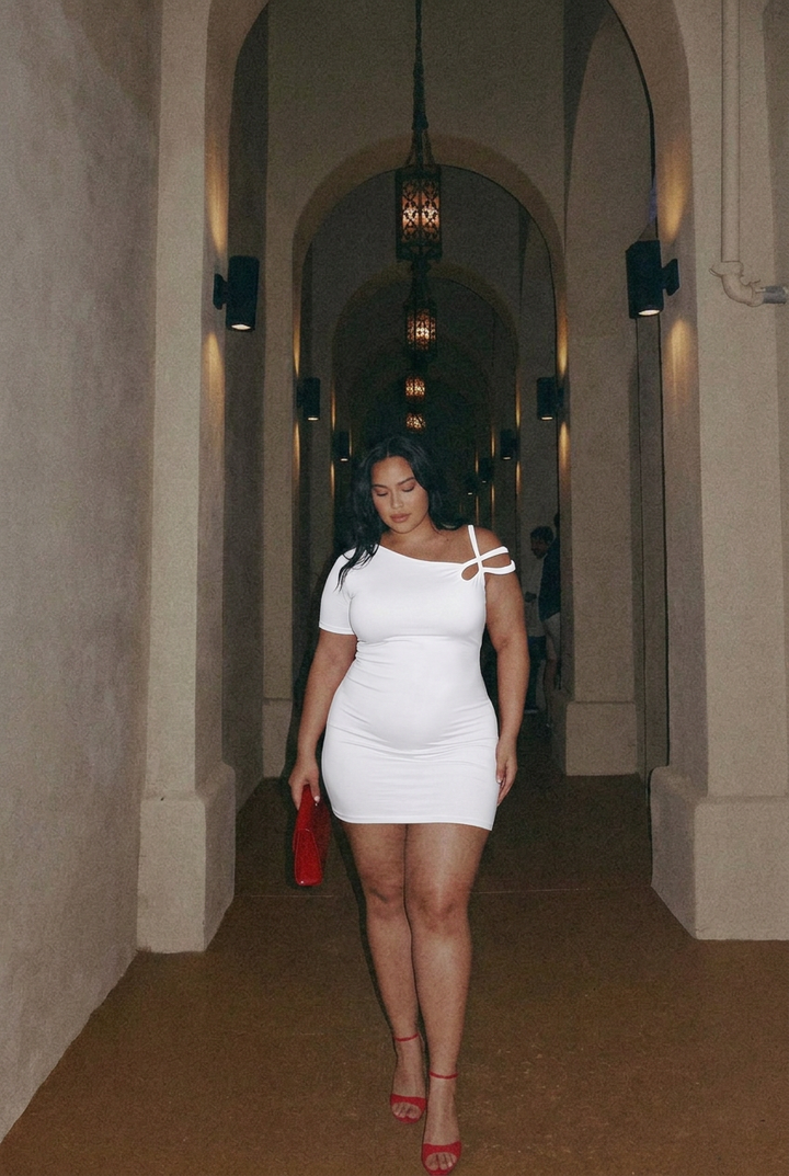 Amlie Asymmetrical Strap Mini Dress