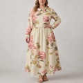 Anneliese | Floral Print Long-Sleeve Collared Maxi Dress