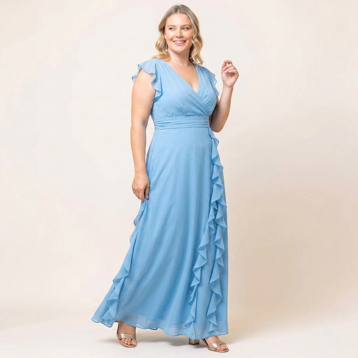 Veronica Cascading Ruffle Evening Gown