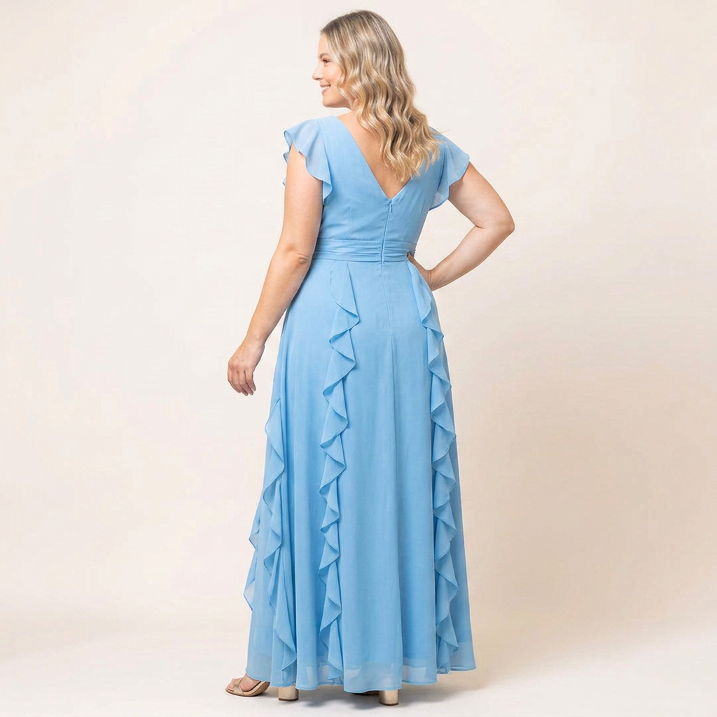 Veronica Cascading Ruffle Evening Gown