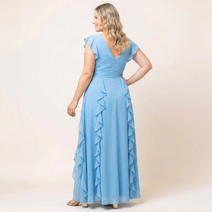 Veronica Cascading Ruffle Evening Gown