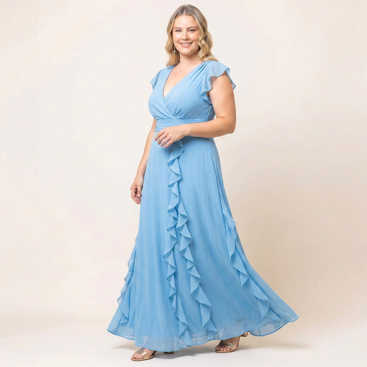 Veronica Cascading Ruffle Evening Gown