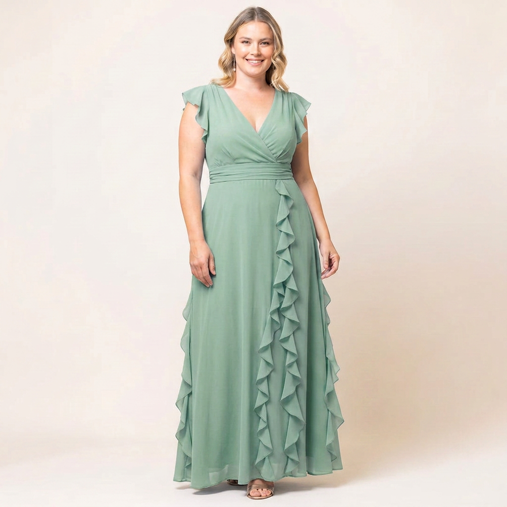 Veronica Cascading Ruffle Evening Gown