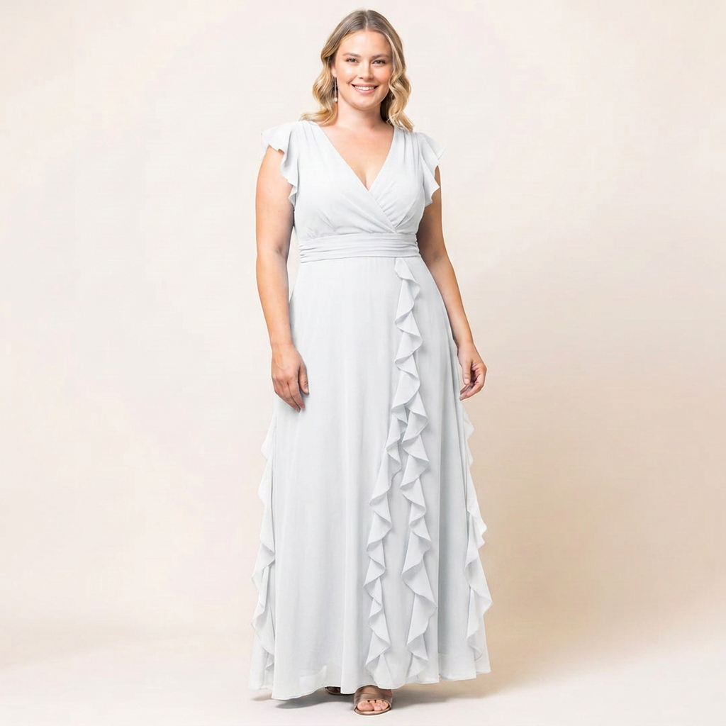 Veronica Cascading Ruffle Evening Gown