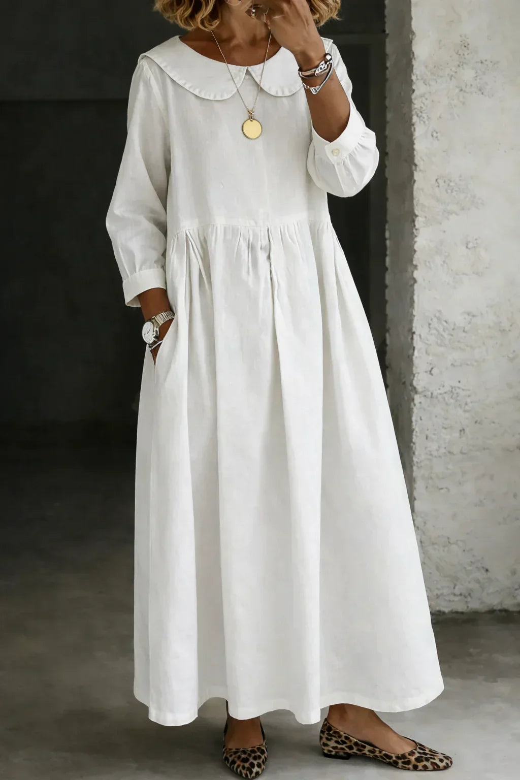 Zora | Round Neck Long Sleeve Denim Dress