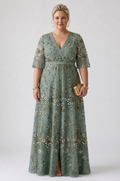 Stella & Grace | Floral V Neck Short Sleeve Maxi Dress