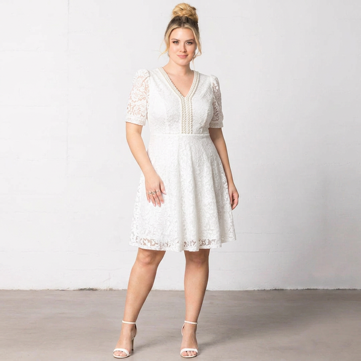 Clarissa Lace Flutter Sleeve Plus Size Wedding Dress