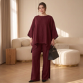 Maia | Cold-Shoulder Layered Tunic & Wide-Leg Pant Set