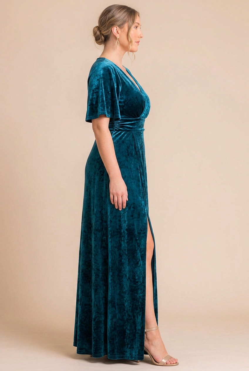 Enchanting Velvet Surplice Maxi Evening Dress