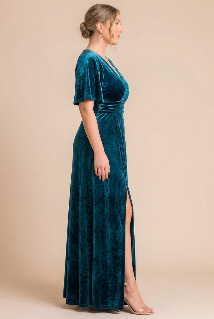 Enchanting Velvet Surplice Maxi Evening Dress