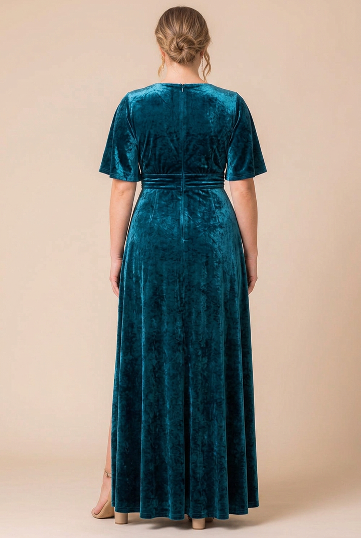 Enchanting Velvet Surplice Maxi Evening Dress