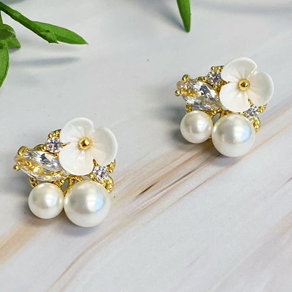 Mini Flower Jeweled Stud Earrings