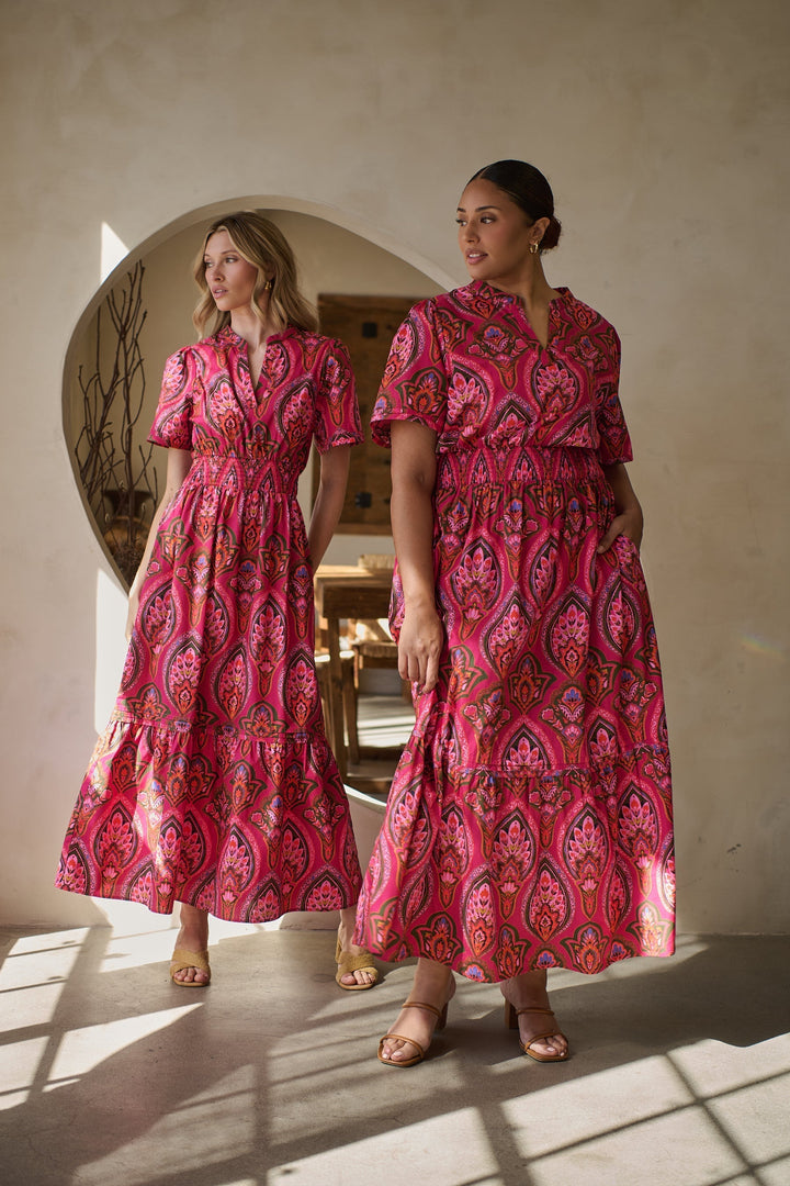 Azura Paisley Belraj Poplin Maxi Dress Curve