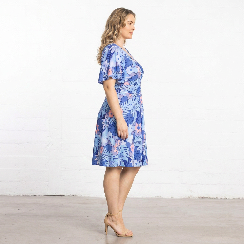 Amelia Flutter Sleeve V-Neck Dress - Sale!