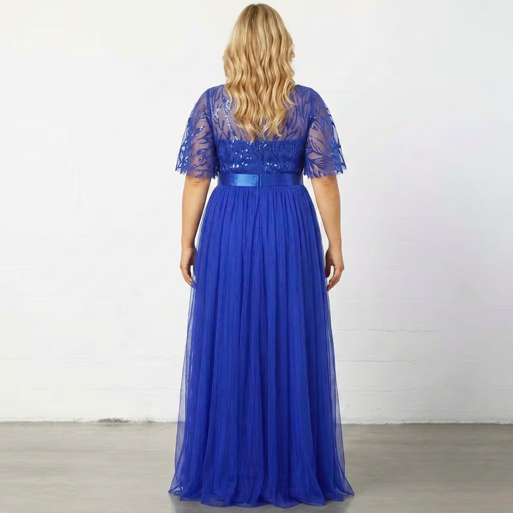 Embroidered Lace Tulle Evening Gown - Sale!