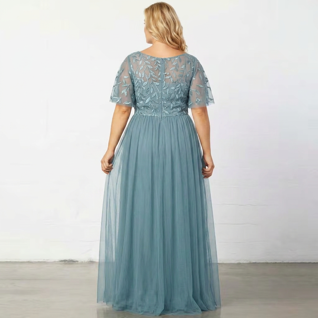 Embroidered Lace Tulle Evening Gown - Sale!