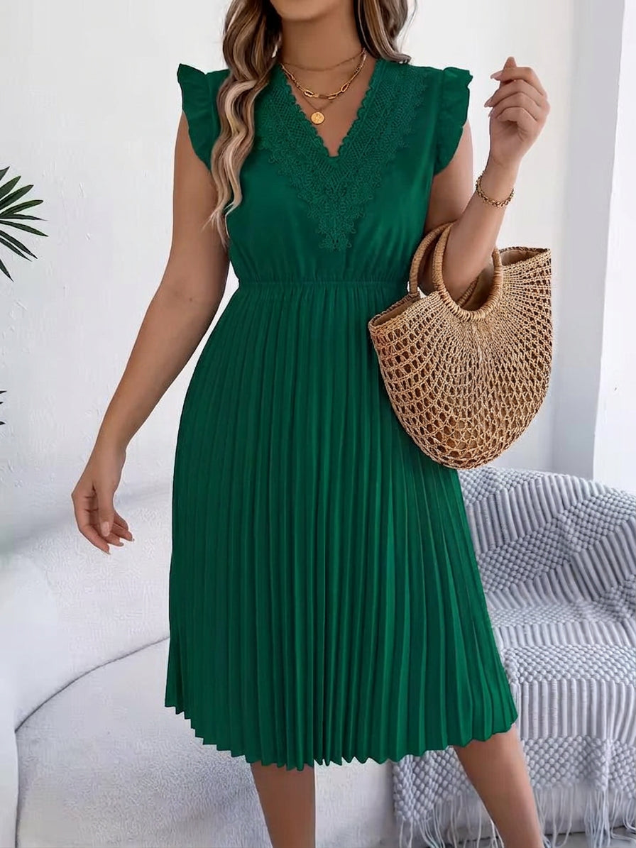 Briony  Casual V-Neck Maxi Dress with Lace Detail