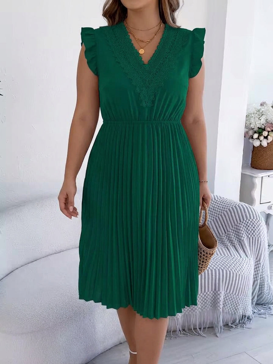 Briony  Casual V-Neck Maxi Dress with Lace Detail
