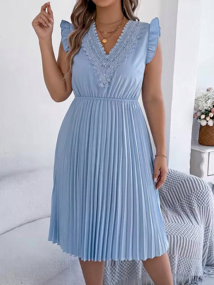 Briony  Casual V-Neck Maxi Dress with Lace Detail