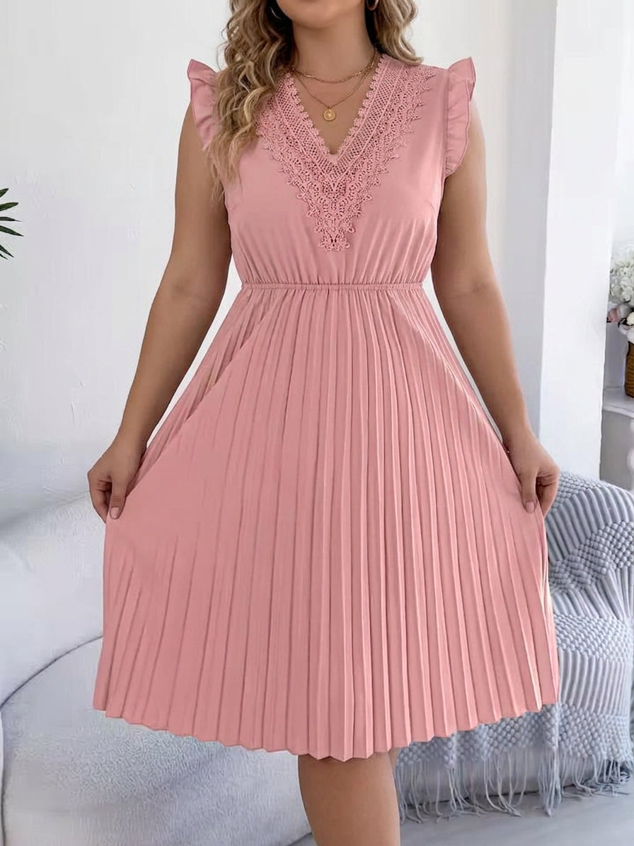 Briony  Casual V-Neck Maxi Dress with Lace Detail