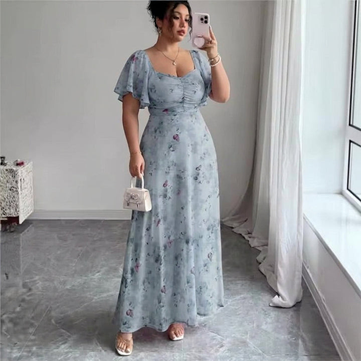 Naomi  Elegant Slim Dress with Ruffle Sleeves