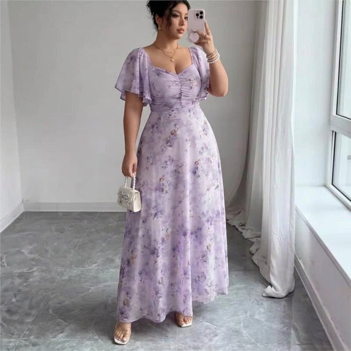 Naomi  Elegant Slim Dress with Ruffle Sleeves