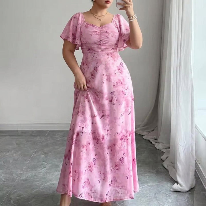 Naomi  Elegant Slim Dress with Ruffle Sleeves