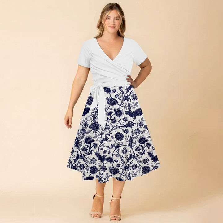 Lillian | Women’s Floral Print Wrap-Style Tie-Waist Midi Dress