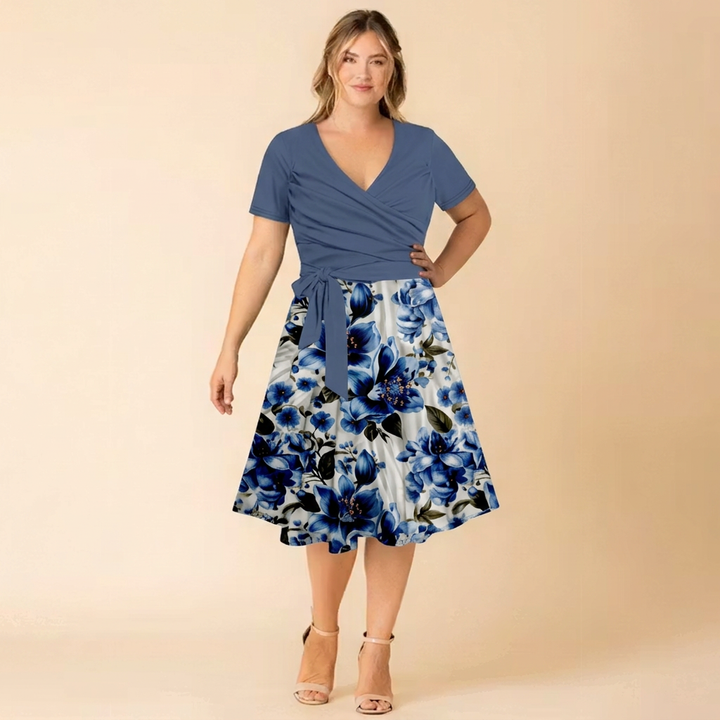 Lillian | Women’s Floral Print Wrap-Style Tie-Waist Midi Dress