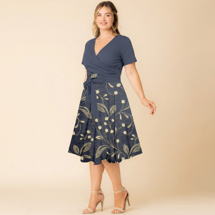 Lillian | Women’s Floral Print Wrap-Style Tie-Waist Midi Dress