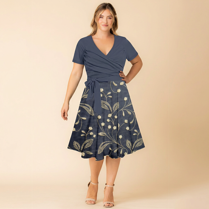 Lillian | Women’s Floral Print Wrap-Style Tie-Waist Midi Dress