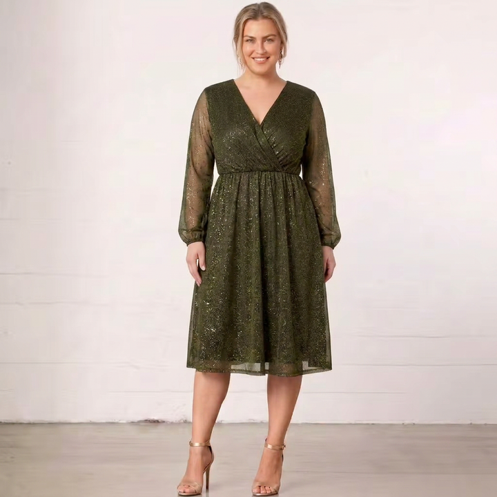 Mademoiselle | Shimmer Long Sleeve Midi Dress