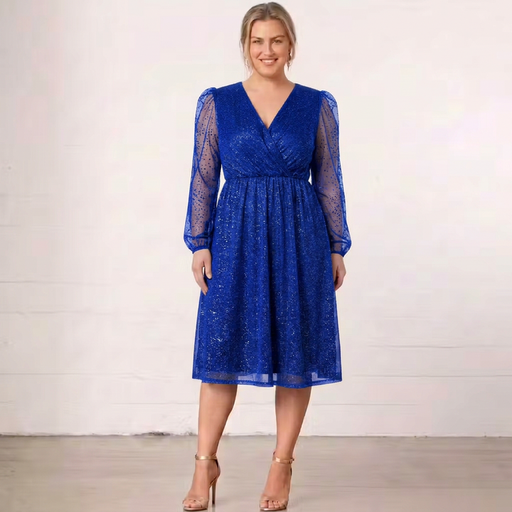 Mademoiselle | Shimmer Long Sleeve Midi Dress