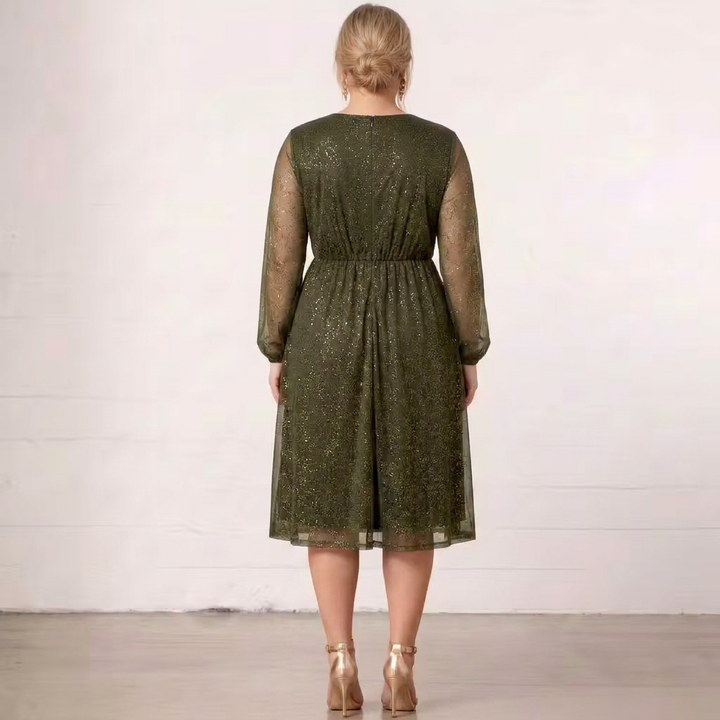 Mademoiselle | Shimmer Long Sleeve Midi Dress