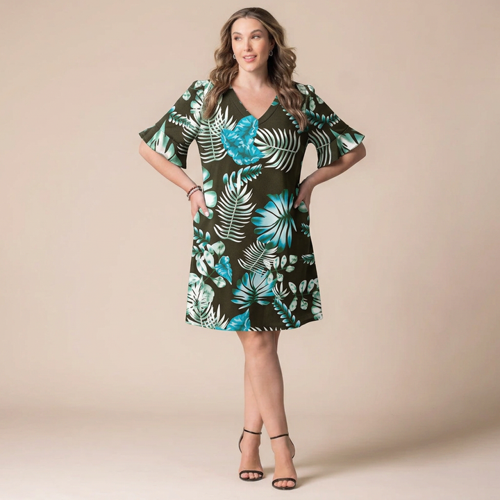 V-Neck Flutter Sleeve Shift Dress – Sale!