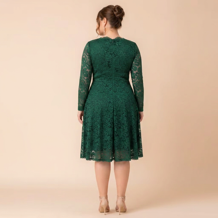 Margot Lace V-Neck Long Sleeve Midi Cocktail Dress