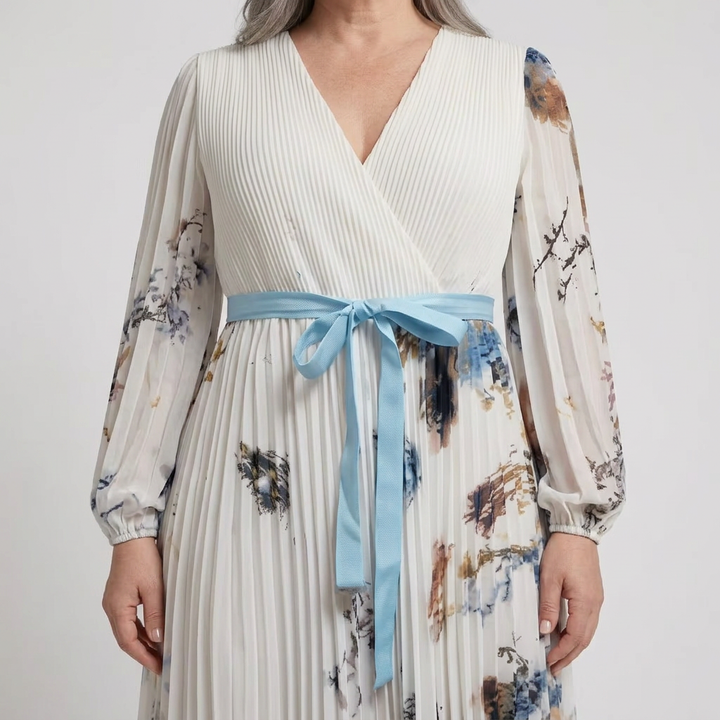 Nadia | Long Sleeve V Neck Floral Maxi Dress