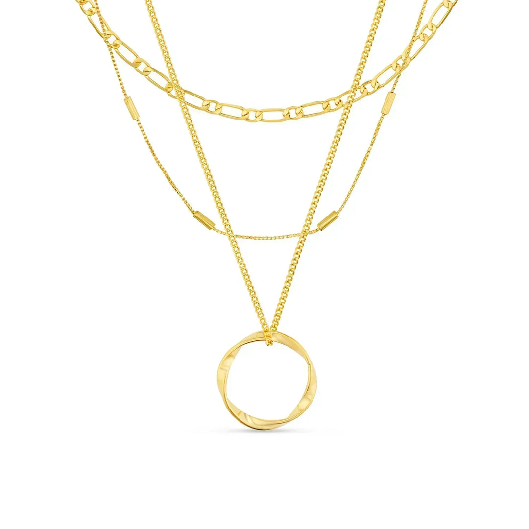 Briar Circle Three Row Necklace | White Gold