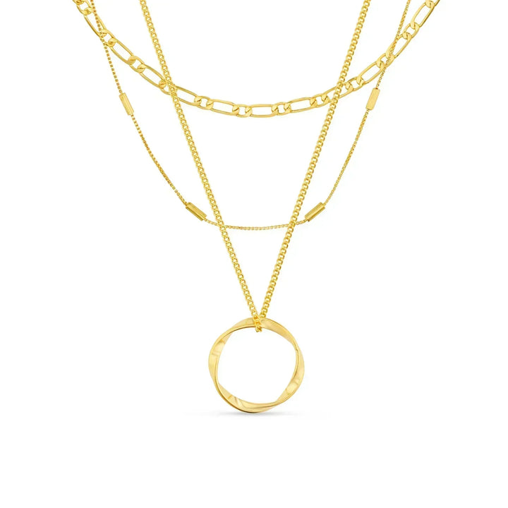 Briar Circle Three Row Necklace | White Gold