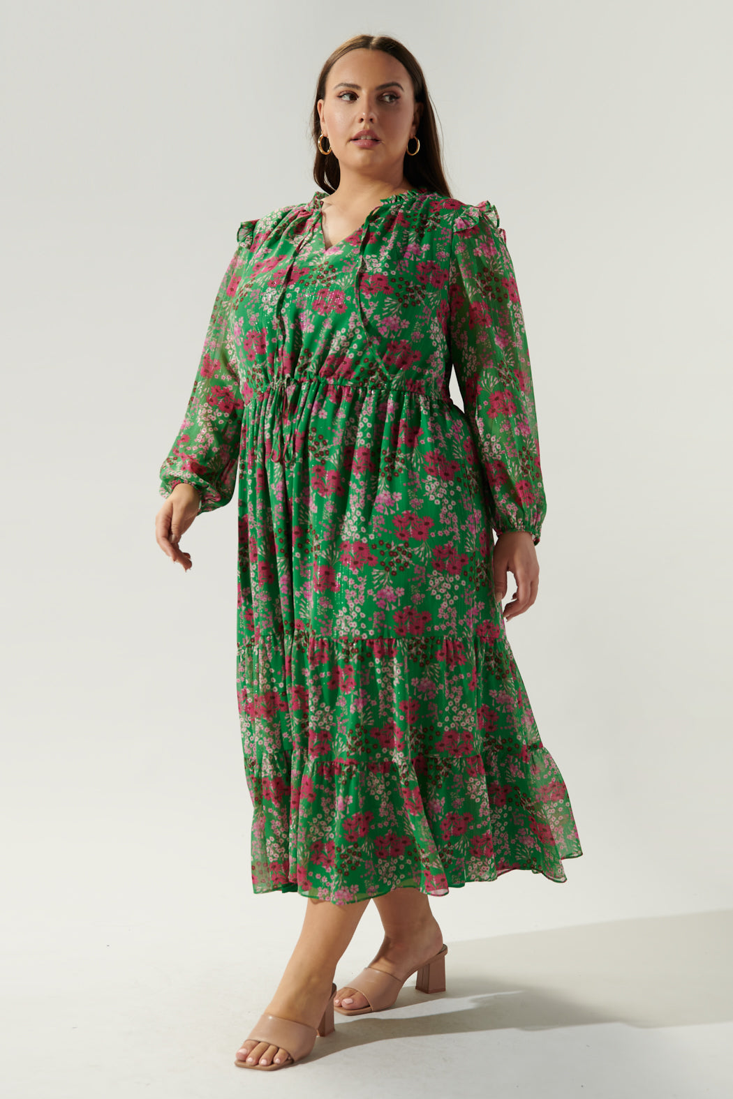 Roxie Floral Tiered Midi Dress Curve