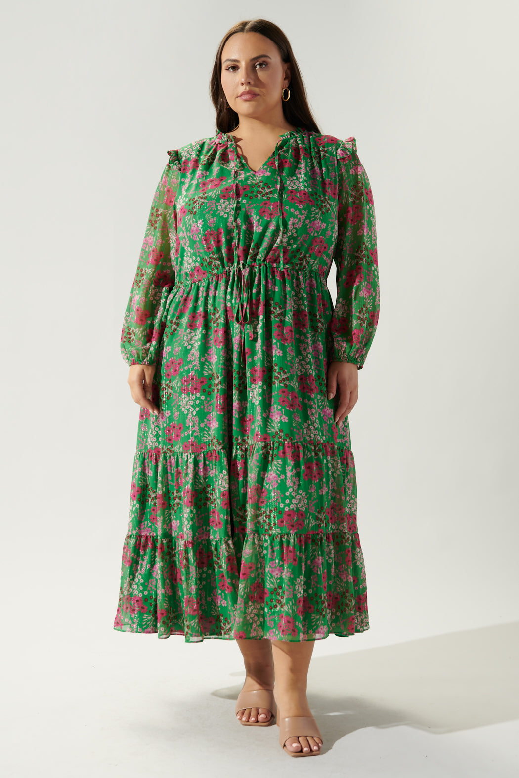 Roxie Floral Tiered Midi Dress Curve